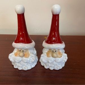 Set of Two Ceramic Figural Santa Claus Bells 6” Tall